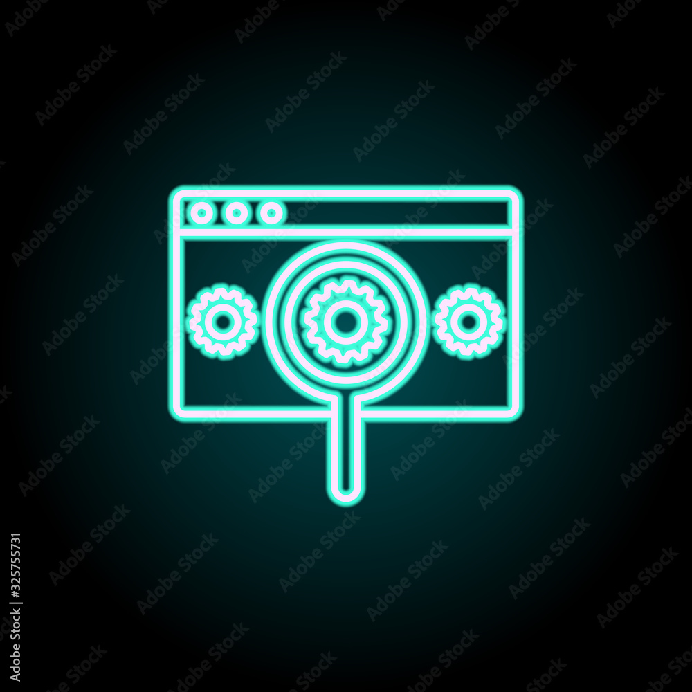 Poster search for browser settings neon icon. simple thin line, outline vector of startup icons for ui and 