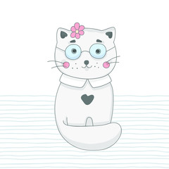 Cute stylish cat vectot illustration