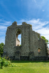 Obraz premium Remaining wall of the monastery ruin in Alvastra Sweden