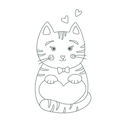 Cute cat line pattern for coloring book vector illustration