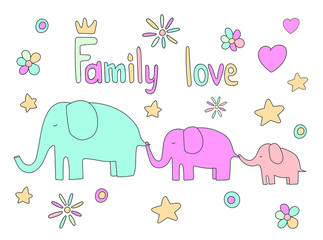 Elephant family vector illustration