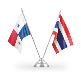 Thailand and Panama table flags isolated on white 3D rendering