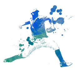 野球選手　投手　ピッチャー　手描きイラスト