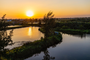 landscape with a river near Hoi An, Vietnam in the fishing area