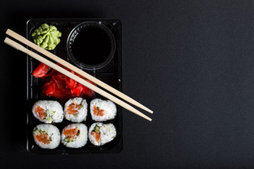 set of sushi in plastic box