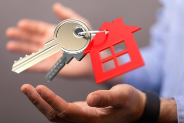 Real Estate Agent house hand concept.