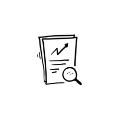 hand drawn review audit, overview risk icon, verification business, thin line symbol for web and mobile phone on white background doodle