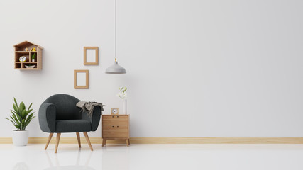 Interior poster mock up living room with colorful white sofa. 3D rendering.