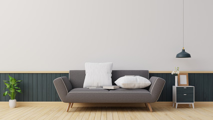 Interior poster mock up living room with colorful white sofa. 3D rendering.