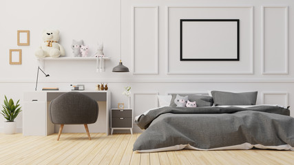 Interior poster mock up living room with colorful white sofa. 3D rendering.