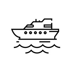 Cruiser ship line icon, concept sign, outline vector illustration, linear symbol.