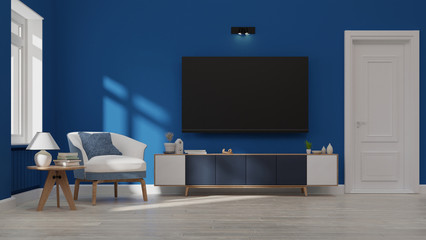 Interior poster mock up living room with colorful white sofa. 3D rendering.