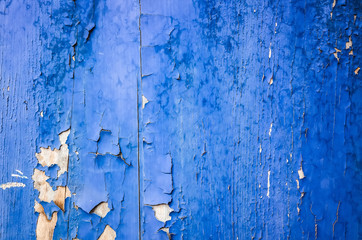 weathered wood planks wall in blue color