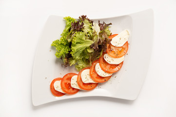 Caprese traditional Italian salad. Top view.