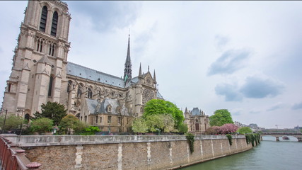 Fototapeta na wymiar Notre Dame de Paris timelapse , France