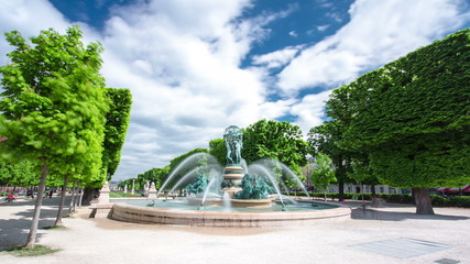 The fountain of the Observatory or the fountain Four continents in the Jardin Marco Polo, south of the Jardin du Luxembourg in Paris, France timelapse