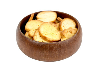 Bruschette chips, sliced grilled bread, beer snacks