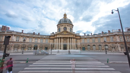 Fototapeta premium Institute de France in Paris from Pont des Arts timelapse