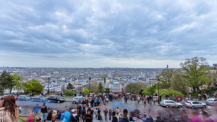 Paris panoramic view from the top of montmartre timelapse