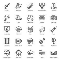  Musical Instruments Line Vectors Pack 