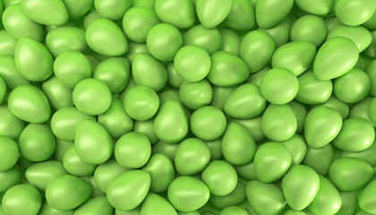 3d Illustation - Frohe Ostern - farbenfrohe Ostereier - Grün - Hintergrund - Textfreiraum