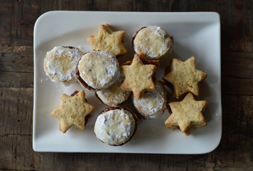 Serbian traditional homemade vanilla cookies(vanilice) with jam and powdered sugar