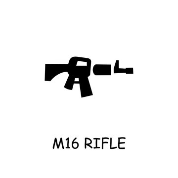 M16 rifle flat vector icon