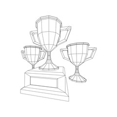 Winner trophy cup. Award concept. Wireframe low poly mesh vector illustration