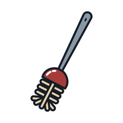 toilet brush line and fill style icon vector design