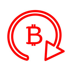 Bitcoin rotation icon with sparkle effect. Abstract illuminated model of Bitcoin rotation.