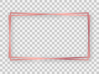 Double rose gold shiny 16x9 rectangular frame