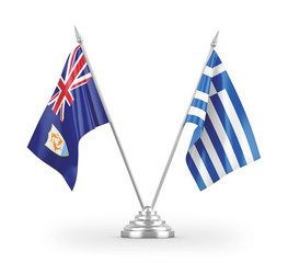 Greece and Anguilla table flags isolated on white 3D rendering