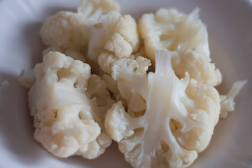 White Cauliflower on a Blurry Background