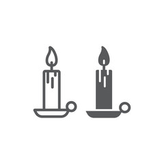 Candle line and glyph icon, religion and prayer, wax sign, vector graphics, a linear pattern on a white background, eps 10.