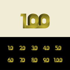 100 Years Anniversary Celebration Gradient Gold Vector Template Design Illustration