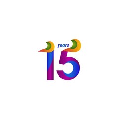 15 Years Anniversary Celebration Elegant Blue Vector Template Design Illustration