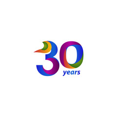 30 Years Anniversary Celebration Elegant Blue Vector Template Design Illustration