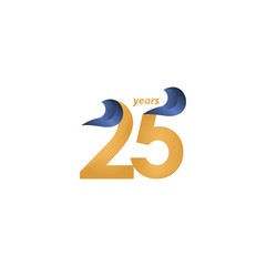 25 Years Anniversary Celebration Gold Elegant Vector Template Design Illustration