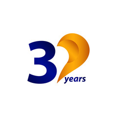 30 Years Anniversary Celebration Gold Blue Unique Vector Template Design Illustration