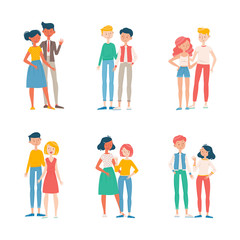 Fototapeta premium Vector characters design. Romantic couples. Heterosexual and homosexual