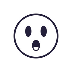 Fototapeta premium Surprised emoji face flat style icon vector design