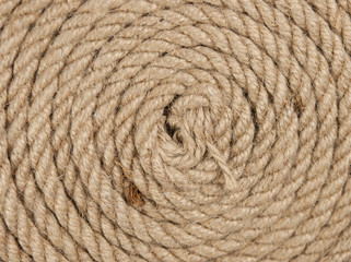 Vintage background with wooden log and hemp rope