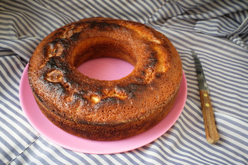 Almond cake fresh out of the oven