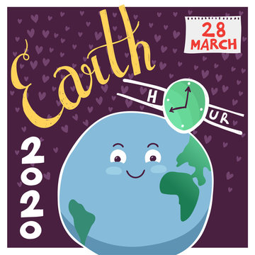 Earth Hour 2020 Lettering Square Composition