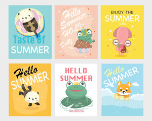 Set of cute summer cards templates..