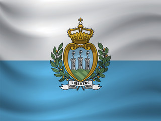 Waving flag of San Marino. Vector illustration