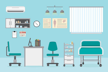 Doctor's office in hospital,Room with furniture and medical equipment