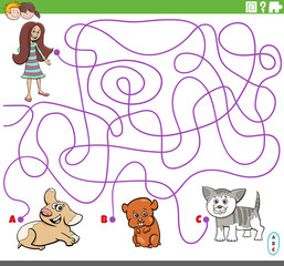 Obraz na płótnie Canvas maze game with girl and pet characters