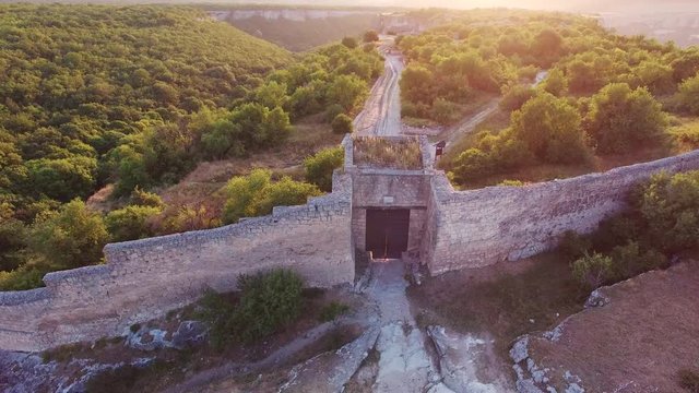 top view of the beautiful ancient gate. the middle ages
