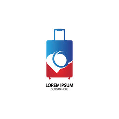 Travel logo, holidays, tourism, business trip company logo design. bag vector with airplane